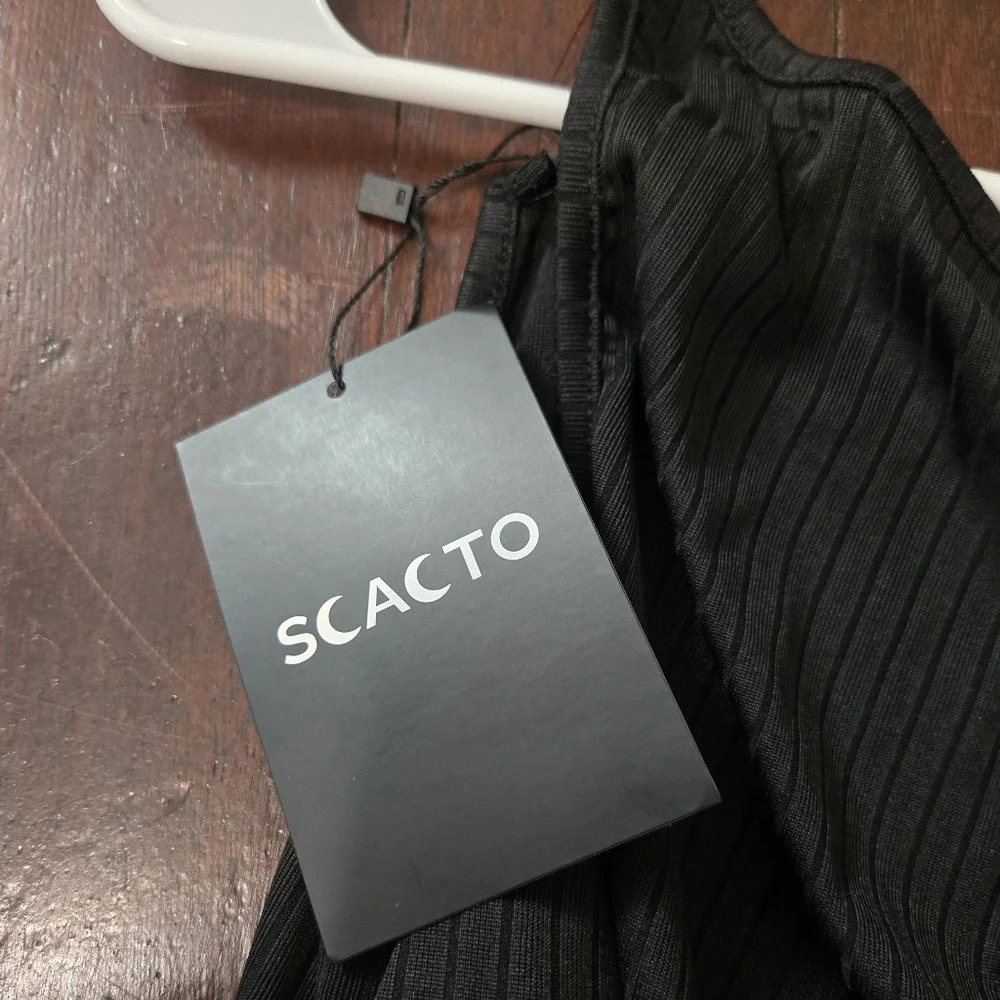 Scacto Black Ribbed Bodycon Flattering Tank Top NEW - Picture 6 of 8